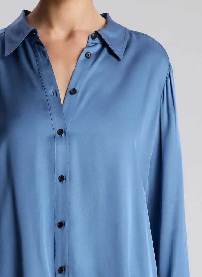 Women Tops ALC Aiden Satin Top Steel Blue