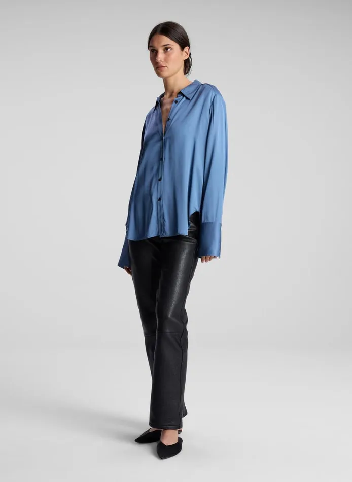 Women Tops ALC Aiden Satin Top Steel Blue
