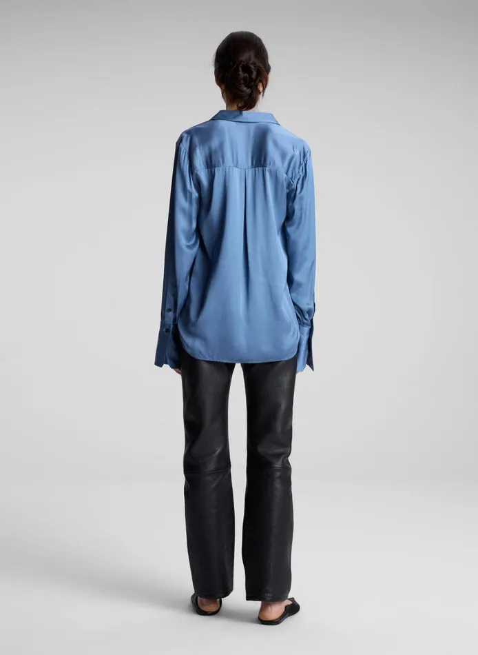 Women Tops ALC Aiden Satin Top Steel Blue