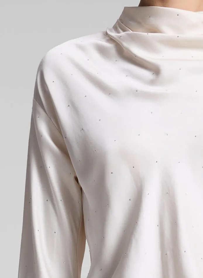 Women Tops ALC Georgia Embellished Satin Top Villa