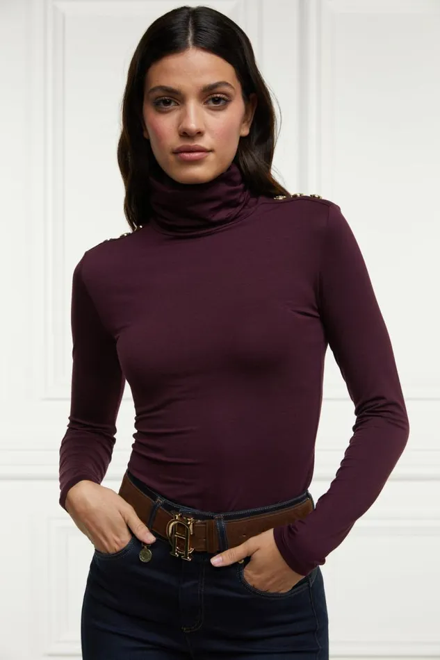 Women Tops Holland Cooper Essential Roll Neck Burgundy Women Tops Holland Cooper Essential Roll Neck Burgundy