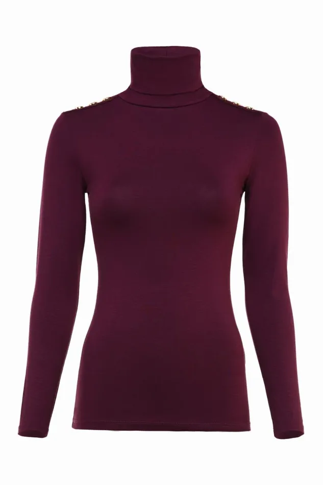 Women Tops Holland Cooper Essential Roll Neck Burgundy Women Tops Holland Cooper Essential Roll Neck Burgundy