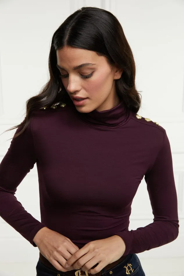 Women Tops Holland Cooper Essential Roll Neck Burgundy Women Tops Holland Cooper Essential Roll Neck Burgundy