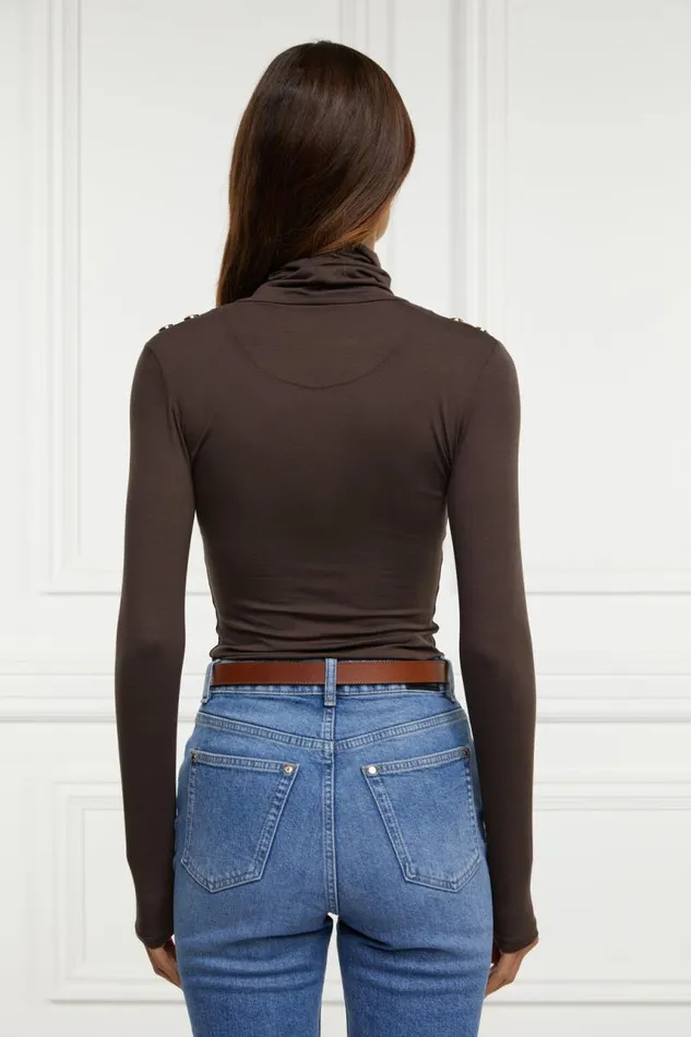 Women Tops Holland Cooper Essential Roll Neck Coffee Women Tops Holland Cooper Essential Roll Neck Coffee