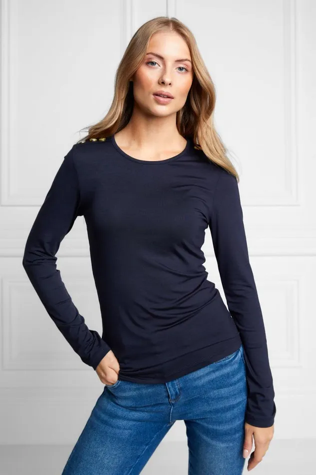 Women Tops Holland Cooper Long Sleeve Crew Neck Tee Ink Navy Women Tops Holland Cooper Long Sleeve Crew Neck Tee Ink Navy