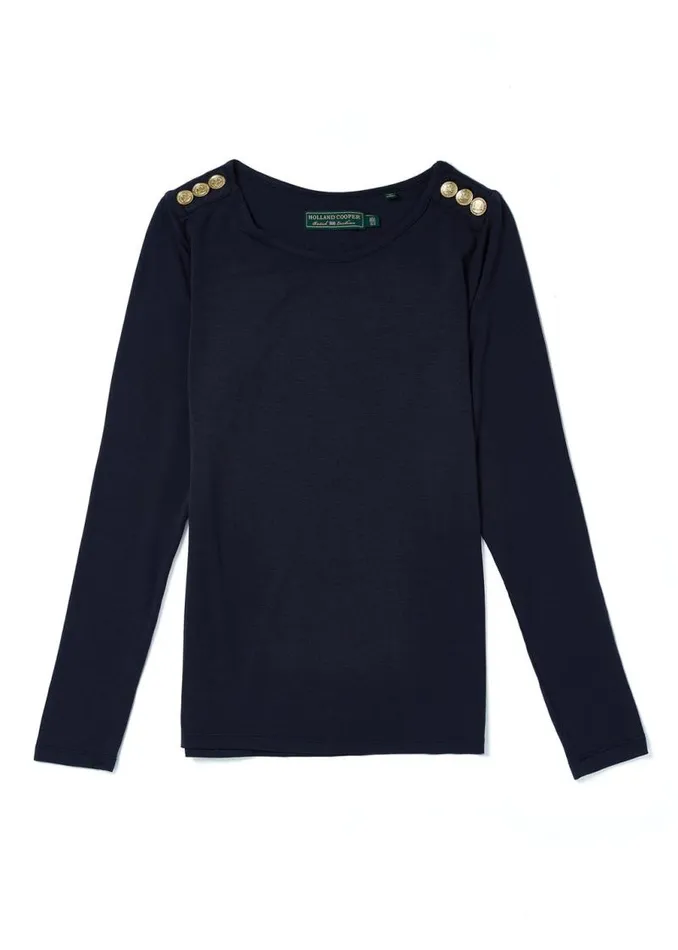 Women Tops Holland Cooper Long Sleeve Crew Neck Tee Ink Navy Women Tops Holland Cooper Long Sleeve Crew Neck Tee Ink Navy