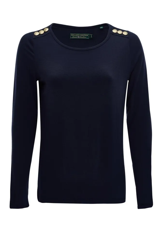 Women Tops Holland Cooper Long Sleeve Crew Neck Tee Ink Navy Women Tops Holland Cooper Long Sleeve Crew Neck Tee Ink Navy