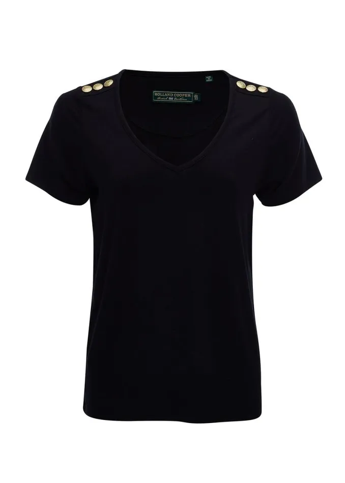 Women Tops Holland Cooper Relax Fit VNeck Tee Black Women Tops Holland Cooper Relax Fit VNeck Tee Black