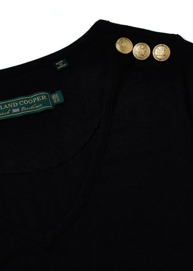 Women Tops Holland Cooper Relax Fit VNeck Tee Black Women Tops Holland Cooper Relax Fit VNeck Tee Black
