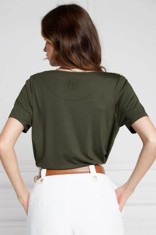 Women Tops Holland Cooper Relax Fit VNeck Tee Khaki Women Tops Holland Cooper Relax Fit VNeck Tee Khaki