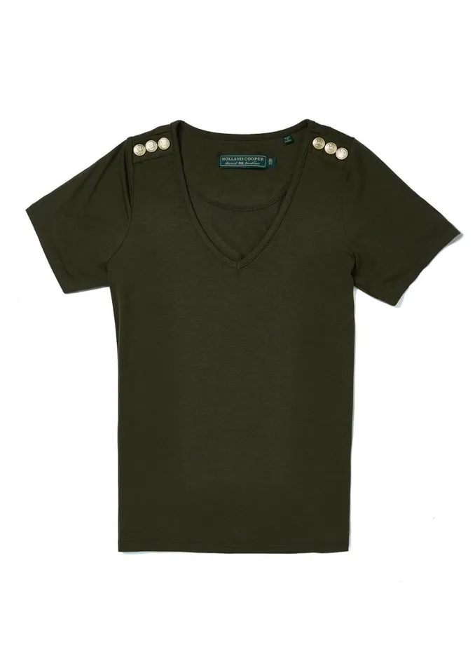 Women Tops Holland Cooper Relax Fit VNeck Tee Khaki Women Tops Holland Cooper Relax Fit VNeck Tee Khaki