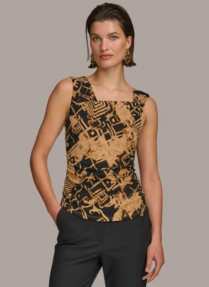 Women TORTOISE HARDWARE SHOULDER TOP Blackfawn Multi Donna Karan New York Sweaters And Tops