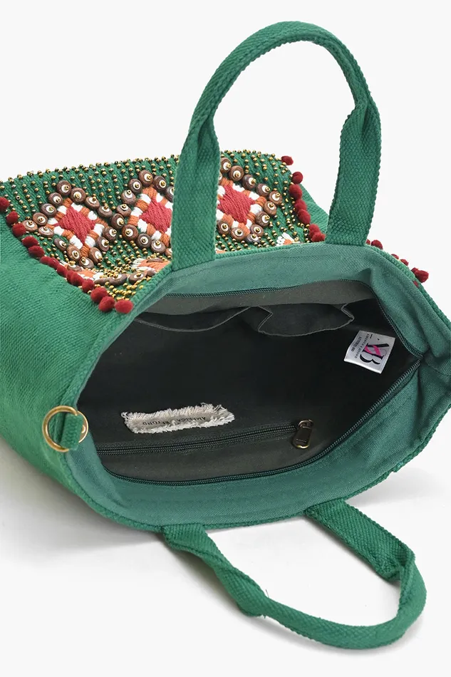 Women Totes America and Beyond Embellished Tote Mini with Adjustable Strap Green Geo