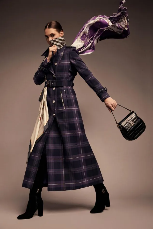 Women Trench Coats Holland Cooper Jubilee Full Length Marlborough Trench Jubilee Tartan