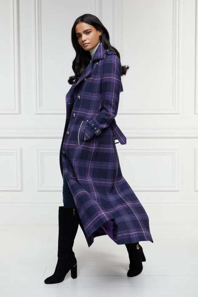 Women Trench Coats Holland Cooper Jubilee Full Length Marlborough Trench Jubilee Tartan