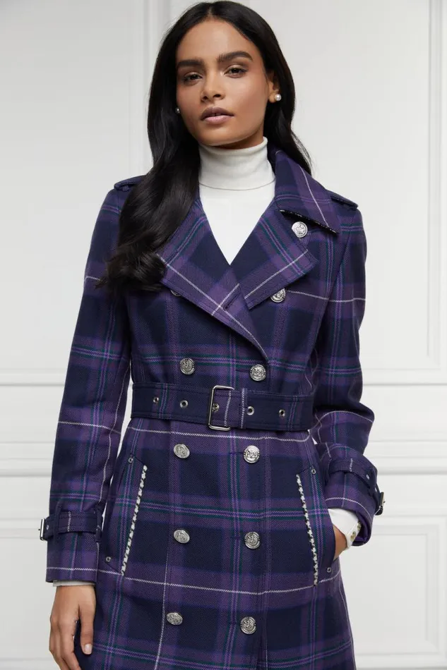 Women Trench Coats Holland Cooper Jubilee Full Length Marlborough Trench Jubilee Tartan