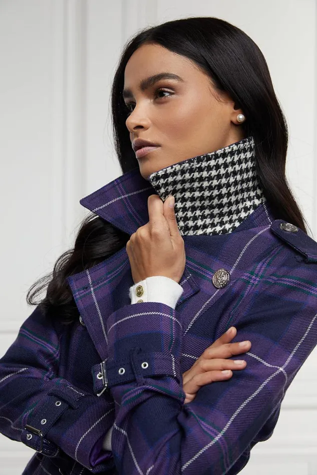 Women Trench Coats Holland Cooper Jubilee Full Length Marlborough Trench Jubilee Tartan