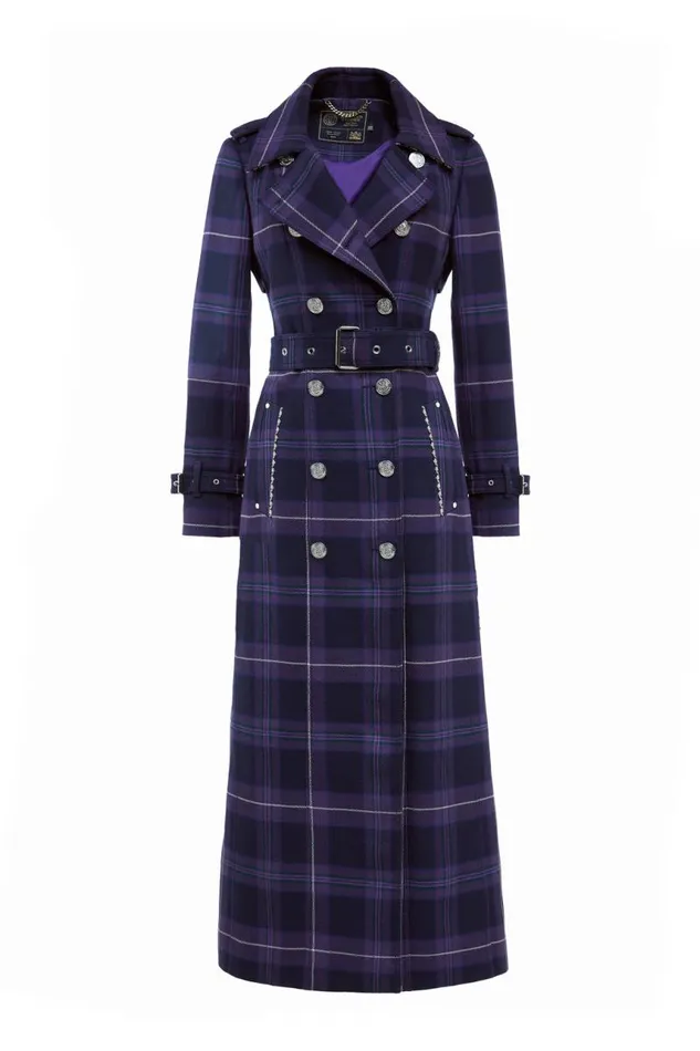 Women Trench Coats Holland Cooper Jubilee Full Length Marlborough Trench Jubilee Tartan