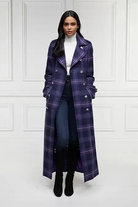 Women Trench Coats Holland Cooper Jubilee Full Length Marlborough Trench Jubilee Tartan