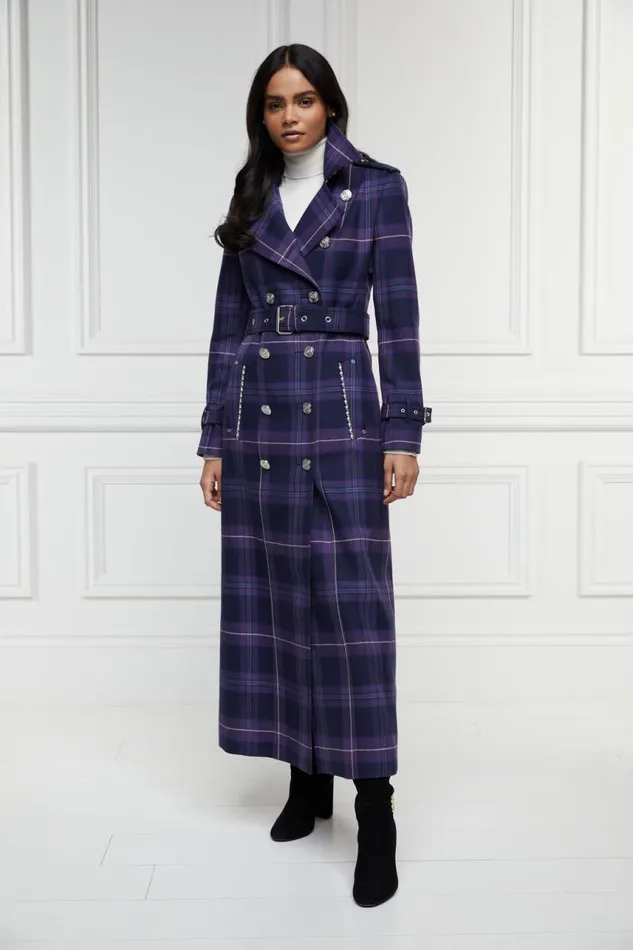 Women Trench Coats Holland Cooper Jubilee Full Length Marlborough Trench Jubilee Tartan