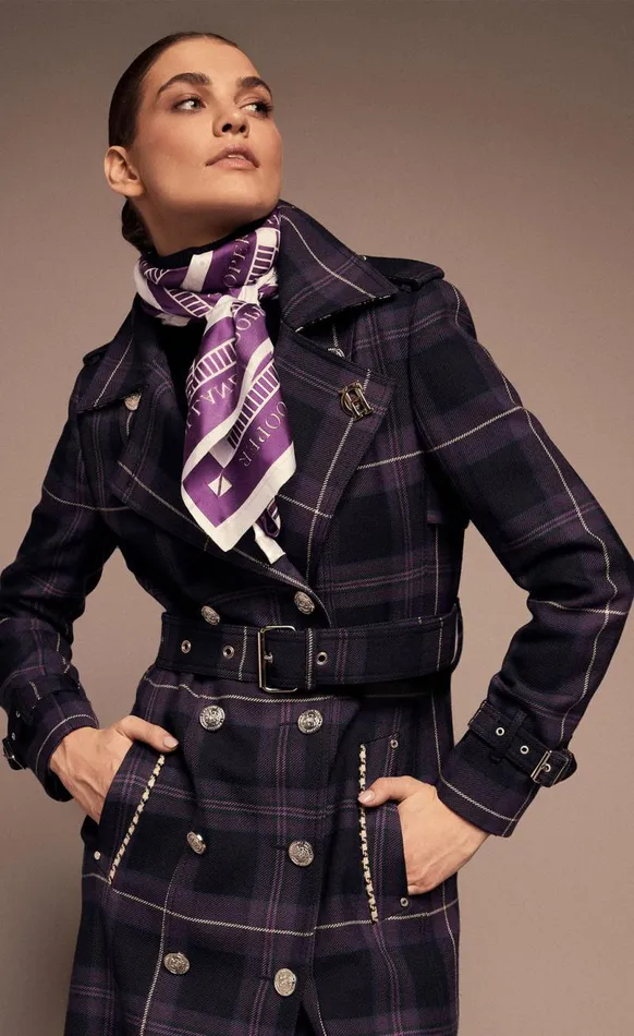 Women Trench Coats Holland Cooper Jubilee Full Length Marlborough Trench Jubilee Tartan