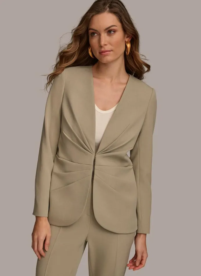 Women V NECK CINCHED CLOSURE JACKET Zinc Donna Karan New York Jackets And Blazers