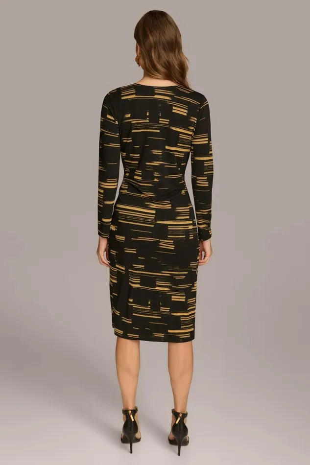 Women VNECK FAUX WRAP DRESS Gold Multi Donna Karan New York Dresses And Jumpsuits Women VNECK FAUX WRAP DRESS Gold Multi Donna Karan New York Dresses And Jumpsuits