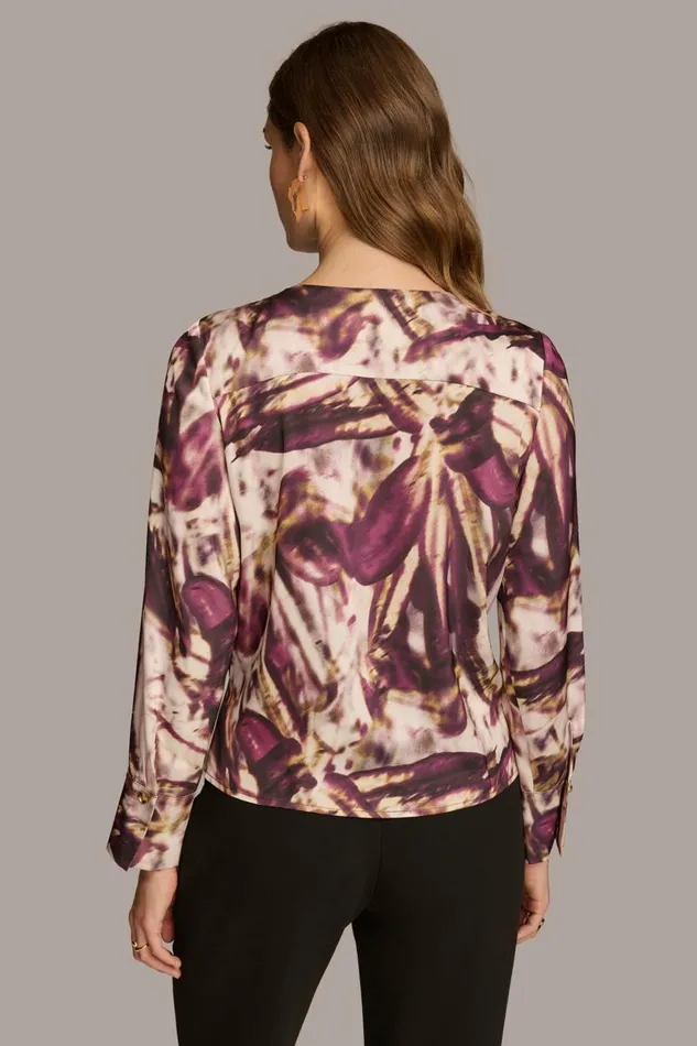 Women VNECK WITH SIDE BUTTON DETAIL Elderberry Multi Donna Karan New York Sweaters And Tops Women VNECK WITH SIDE BUTTON DETAIL Elderberry Multi Donna Karan New York Sweaters And Tops