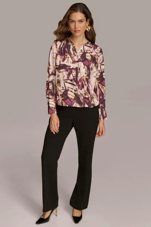 Women VNECK WITH SIDE BUTTON DETAIL Elderberry Multi Donna Karan New York Sweaters And Tops Women VNECK WITH SIDE BUTTON DETAIL Elderberry Multi Donna Karan New York Sweaters And Tops