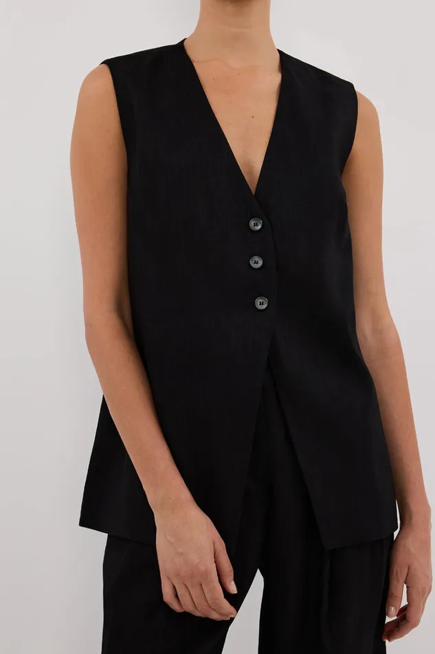 Women Vests DISSH BRAX BLACK LONGLINE VEST