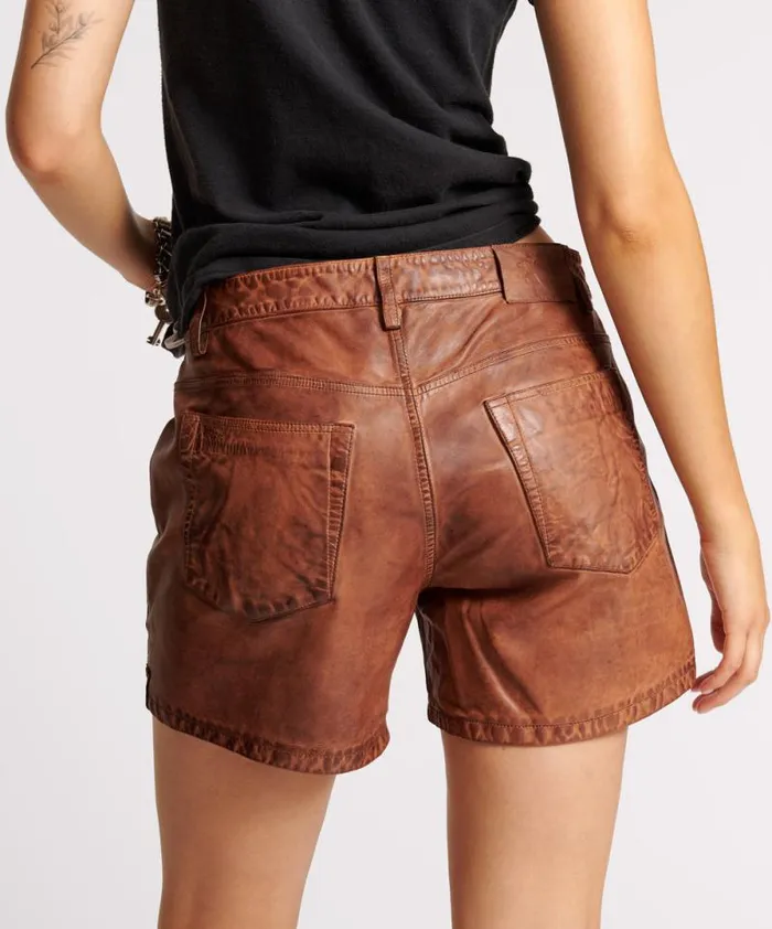 Women VINTAGE BROWN LEATHER SHORTS One Teaspoon Leather Women VINTAGE BROWN LEATHER SHORTS One Teaspoon Leather