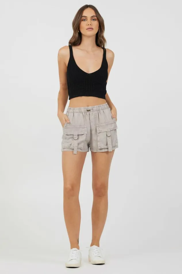 Women Vintage Havana All Bottoms Khaki Tencel Cargo Shorts Khaki