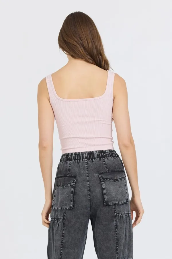 Women Vintage Havana Casual Tops Soft Pink Seamless Tank Top Soft Pink