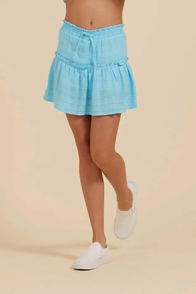 Women Vintage Havana Kids Bottoms Tropical Blue Textured Gauze Skort Tropical Blue Women Vintage Havana Kids Bottoms Tropical Blue Textured Gauze Skort Tropical Blue