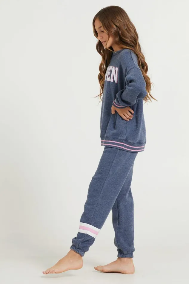Women Vintage Havana Kids Tops Kids Navy Aspen Patch Crew Navy
