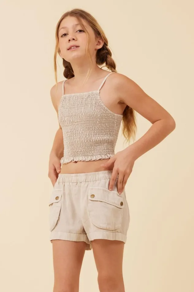 Women Vintage Havana Kids Tops Soft Tan Streaky Tencel Rushed Tank Top Soft Tan Women Vintage Havana Kids Tops Soft Tan Streaky Tencel Rushed Tank Top Soft Tan