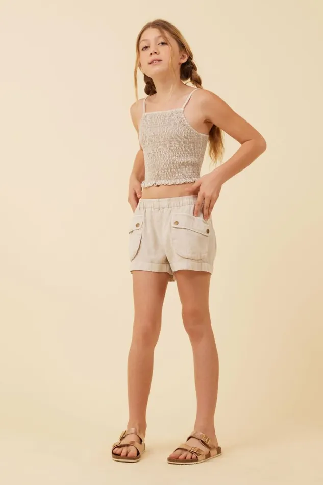 Women Vintage Havana Kids Tops Soft Tan Streaky Tencel Rushed Tank Top Soft Tan