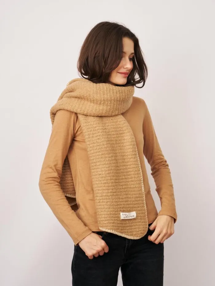 Women Vintage Havana Scarf Ruanas BLANKET STITCH KNIT SCARF 8211 WHEATIVORY Wheativory Women Vintage Havana Scarf Ruanas BLANKET STITCH KNIT SCARF 8211 WHEATIVORY Wheativory