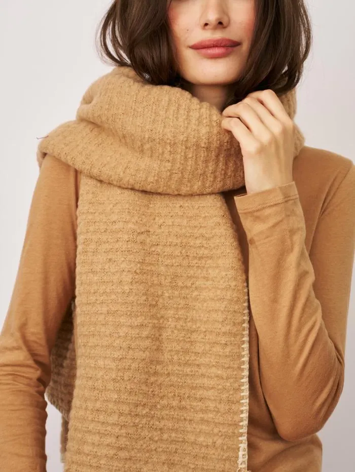 Women Vintage Havana Scarf Ruanas BLANKET STITCH KNIT SCARF 8211 WHEATIVORY Wheativory Women Vintage Havana Scarf Ruanas BLANKET STITCH KNIT SCARF 8211 WHEATIVORY Wheativory