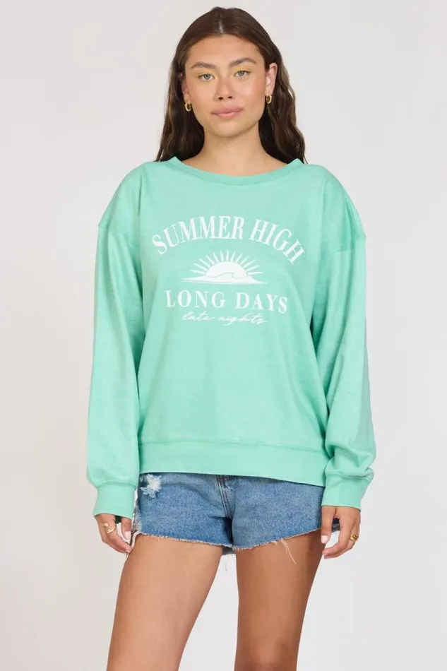 Women Vintage Havana Sweatshirts quotSummer Highquot Surf Green Burnout Fleece Crewneck Surf Green Women Vintage Havana Sweatshirts quotSummer Highquot Surf Green Burnout Fleece Crewneck Surf Green