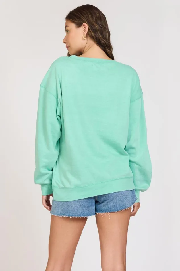 Women Vintage Havana Sweatshirts quotSummer Highquot Surf Green Burnout Fleece Crewneck Surf Green