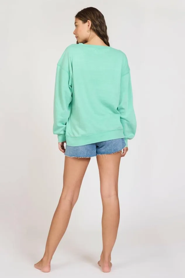 Women Vintage Havana Sweatshirts quotSummer Highquot Surf Green Burnout Fleece Crewneck Surf Green