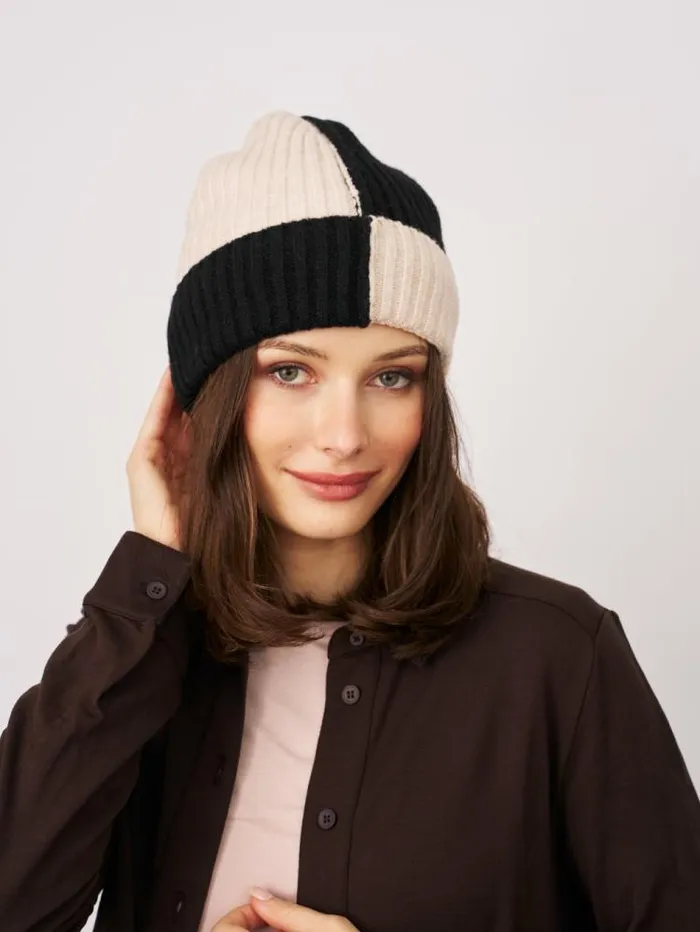 Women Vintage Havana Winter Hats SEAM PATTERN BEANIE 8211 BLACK Black
