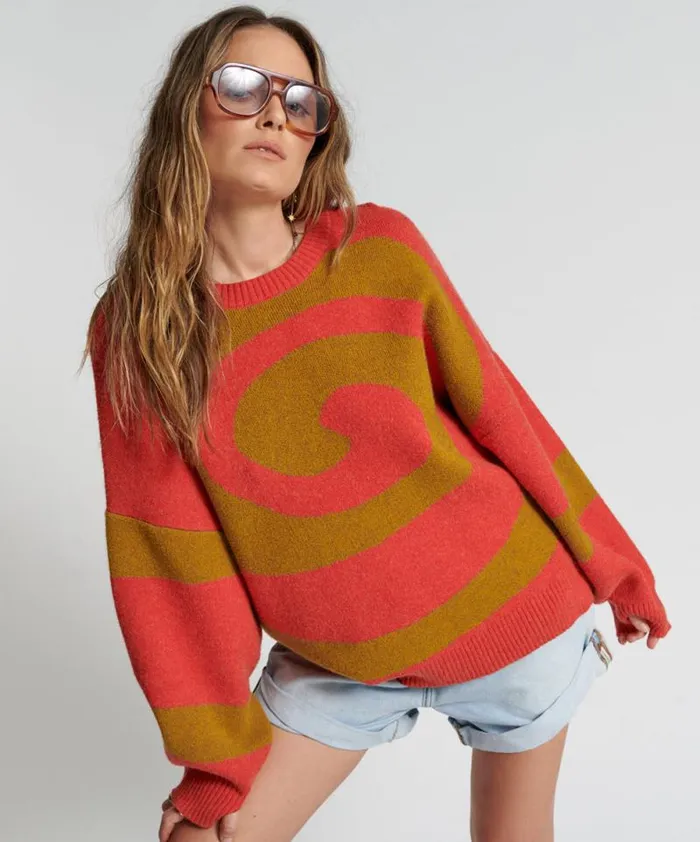 Women VORTEX KNIT SWEATER BROWN One Teaspoon Knitwear
