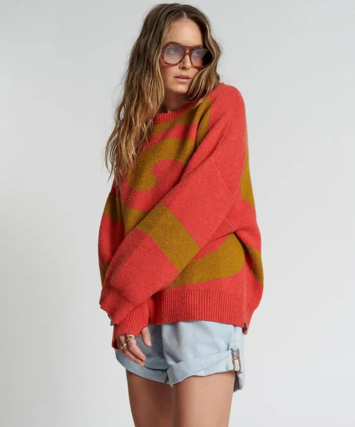 Women VORTEX KNIT SWEATER BROWN One Teaspoon Knitwear Women VORTEX KNIT SWEATER BROWN One Teaspoon Knitwear