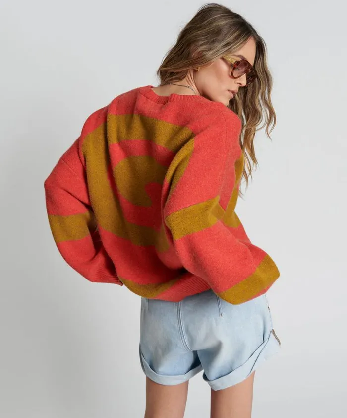 Women VORTEX KNIT SWEATER BROWN One Teaspoon Knitwear Women VORTEX KNIT SWEATER BROWN One Teaspoon Knitwear