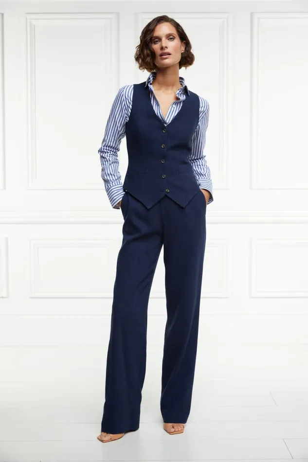 Women Waistcoats Holland Cooper Hampton Waistcoat Navy Linen Women Waistcoats Holland Cooper Hampton Waistcoat Navy Linen
