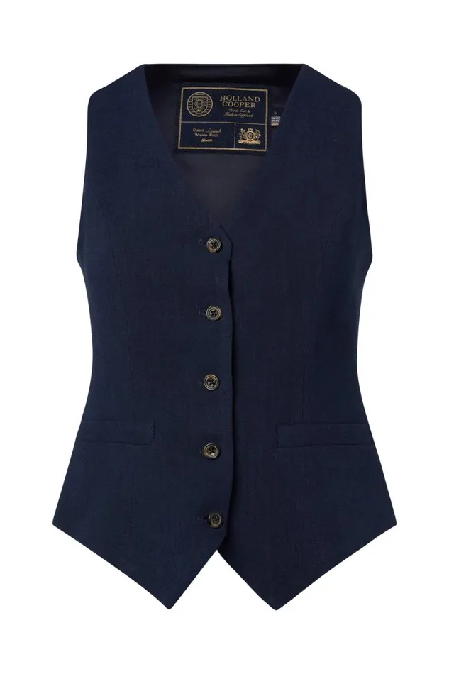 Women Waistcoats Holland Cooper Hampton Waistcoat Navy Linen Women Waistcoats Holland Cooper Hampton Waistcoat Navy Linen