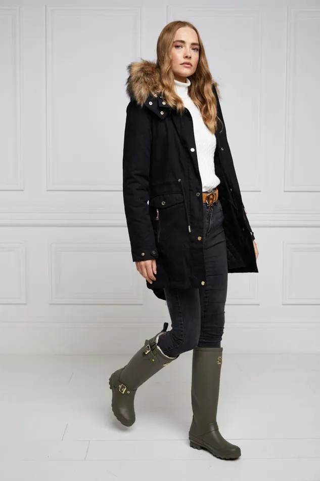 Women Wellington Boots Holland Cooper Sherpa Lined Regency Wellington Matte Green