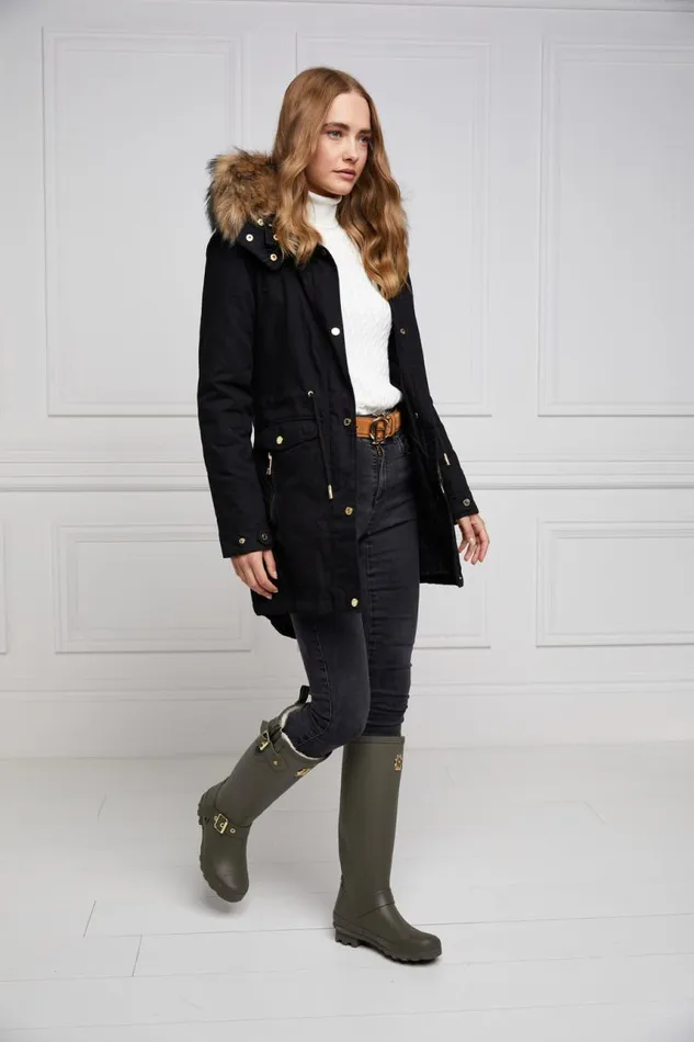 Women Wellington Boots Holland Cooper Sherpa Lined Regency Wellington Matte Green